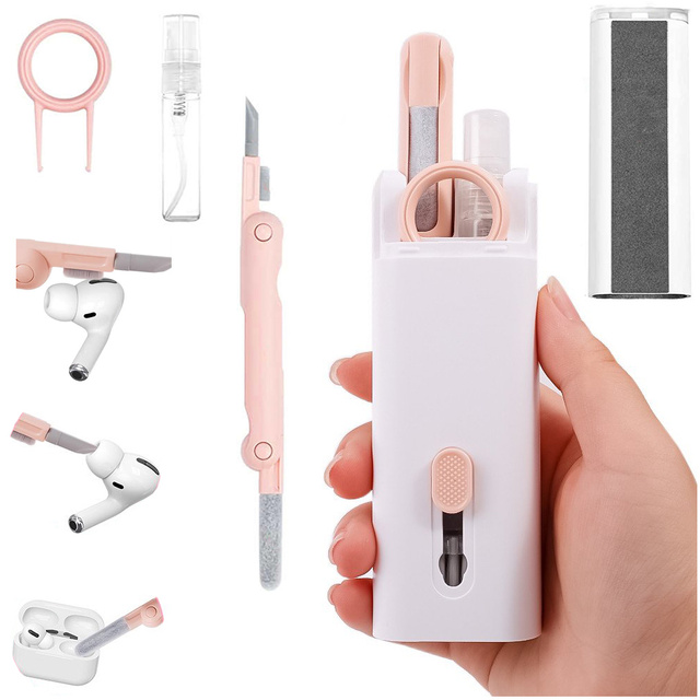 Cleaner Multifunkčná čistiaca sada pre airpods 7v1 klávesnice Ružová a biela