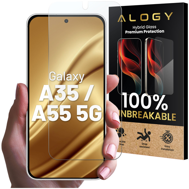 Hybridní sklo pro Samsung Galaxy A35 / A55 5G Ochranné sklo Alogy Flexi Glass 9H Case Friendly Flat Screen Protector