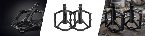 Platform bicycle pedals for MTB bicycles, aluminum 9/16" Black aluminum set [2 pcs.]