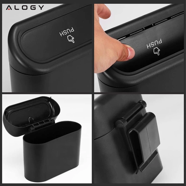 Organizér na odpadkový kôš do auta mini malý prenosný odpadkový kôš do auta domov Alogy black