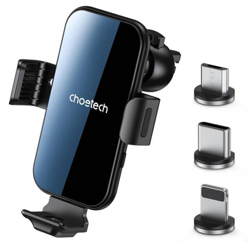 Choetech Držák do auta na telefon s QI indukční nabíječkou na magnetickou mřížku.Černý