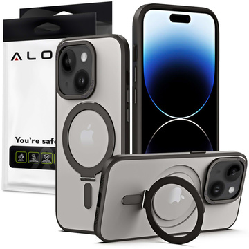 Alogy Armored Stand Ring Case protective phone cover for MagSafe for Apple iPhone 14 Plus Black Glass