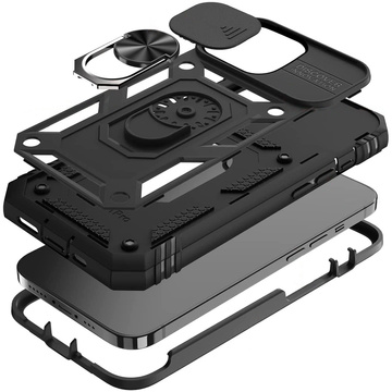 Armored Case pro Apple iPhone 13 Pro s krytem fotoaparátu Alogy Camshield Stand Ring Duty Black Glass
