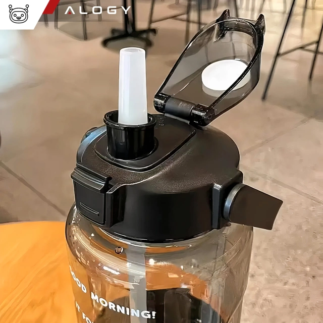 Velká láhev, láhev na pití Alogy MotivHydro Motivační odměrka 2l 2000ml Černá