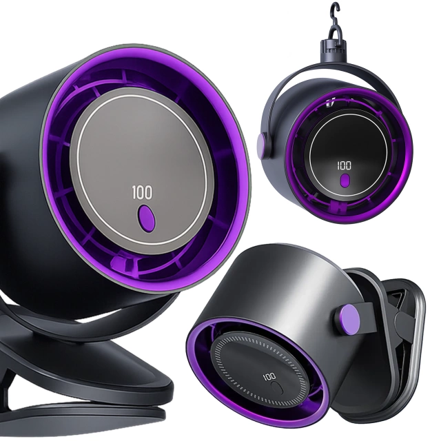 Schreibtischventilator, Standventilator, kleiner Umwälzventilator mit Clip, kabelloser Handventilator, 500 mAh, USB-C, Alogy White