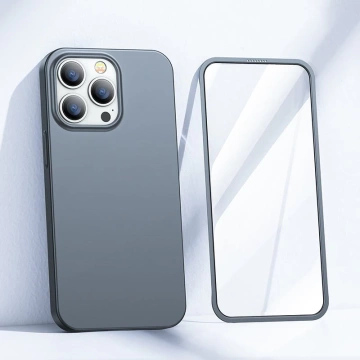 Zadný a predný kryt Joyroom 360 Full Case pre iPhone 13 Pro Max Tvrdené sklo šedé (JR-BP928 s leskom)
