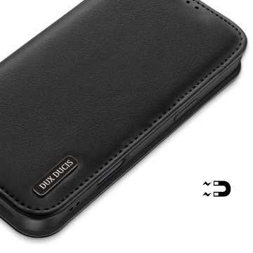 Шкіряний чохол Dux Ducis Hivo з RFID для iPhone 16 Pro, чорний