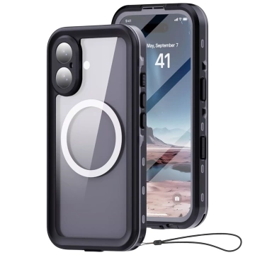 Alogy HydroArmor™ IP68 Waterproof Case with Clear Back 360 Armored MagSafe Cover for Apple iPhone 16 Plus