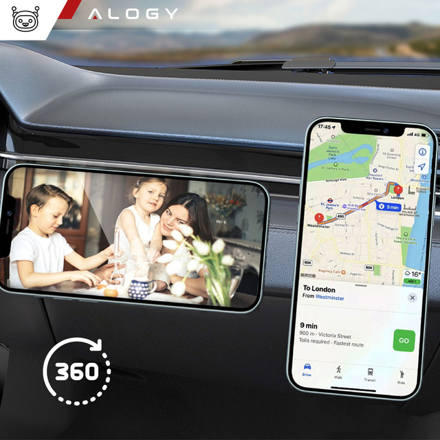 Držiak do auta 2x, sada Alogy, magnetický, samolepiaci, čierny