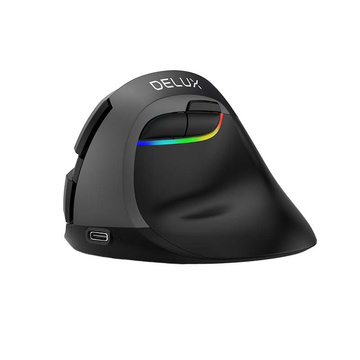 Бездротова вертикальна миша Delux M618Mini BT 2.4G RGB 4000DPI (чорна)