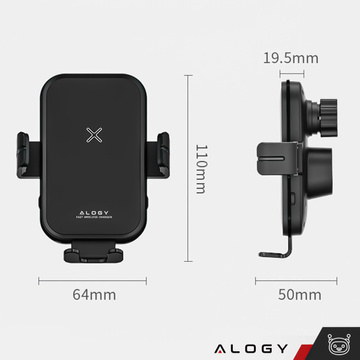 Alogy Fast Charging držiak do auta s 15W indukčnou Qi nabíjačkou automatickou do auta na sieťové rýchle nabíjanie čierny