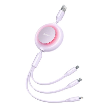 Baseus Bright Mirror 2 3in1 USB Kabel, Micro USB / Lightning / USB-C, flach, 3.5A, 1.1m (lila)