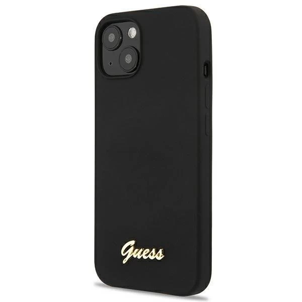 Чохол Guess GUHMP13MLSLMGBK iPhone 13 6,1" black/czarny Silicone Script Gold Logo