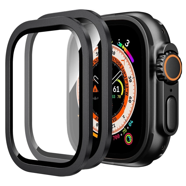 2x rám z tvrdeného skla pre Apple Watch Ultra / Ultra 2 49 mm Screen Alogy Protector 9H Black