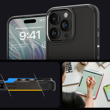 Kryt pre iPhone 15 Pro Max Spigen Ultra Hybrid Case, zadný kryt, matné čierne sklo