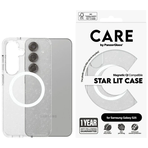 Priehľadný kryt Etui pre Samsung Galaxy S25 CARE by PanzerGlass Star Lit