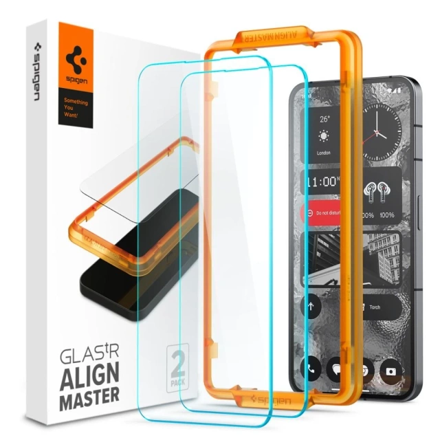 Spigen Alm Glas.tR 2er-Pack gehärtetes Glas für Nothing Phone 2 Clear