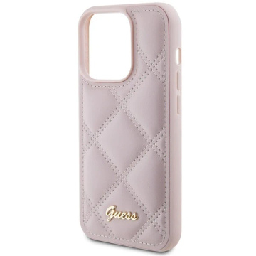 Etui Guess GUHCP15XPSQSQSP pre iPhone 15 Pro Max 6,7" ružové/ružové pevné puzdro prešívané kovové logo