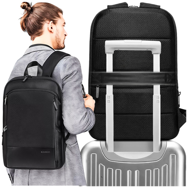 Bange Waterproof Backpack Laptop Bag 17" Travel Expandable 49x33x6 cm for Work School Airplane Men's Women's Black