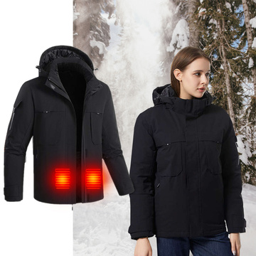 Vyhřívaná vyhřívaná elektrická bunda Unisex velikost XL zimní s kapucí HJ2 Mozos černá