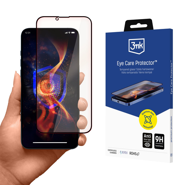 Szkło hartowane Anti-Blue Light do Apple iPhone 13 / iPhone 13 Pro / iPhone 14 / iPhone 16e - 3mk Eye Care Protector