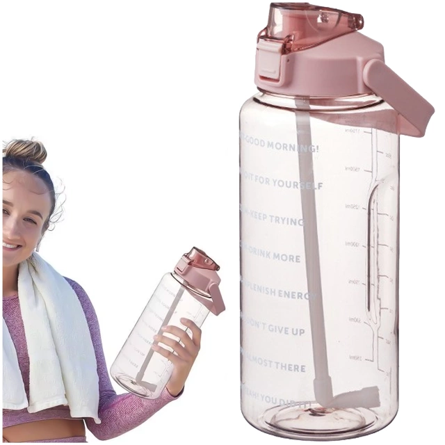 Large bottle for drinking drinks Alogy MotivHydro Motivational measuring cup 2l 2000ml Pink