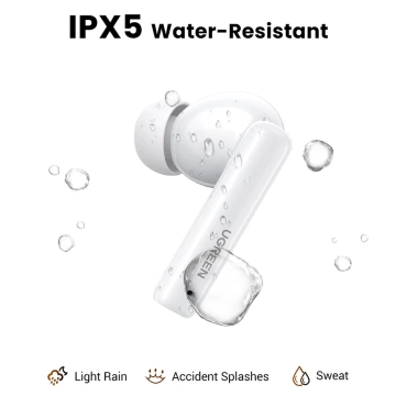 Sluchátka UGREEN HITUNE T6 ANC BT 5.3 IPX5 USB-C BÍLÝ KABEL
