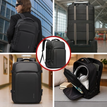 Bange Waterproof Backpack for Laptop 15.6" City Travel 45x30x16 cm for Work Airplane Men's Women's with USB Port Black