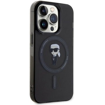 Etui Karl Lagerfeld KLHMP15LHFCKNOK do iPhone 15 Pro 6.1" czarny/black hardcase IML Ikonik MagSafe