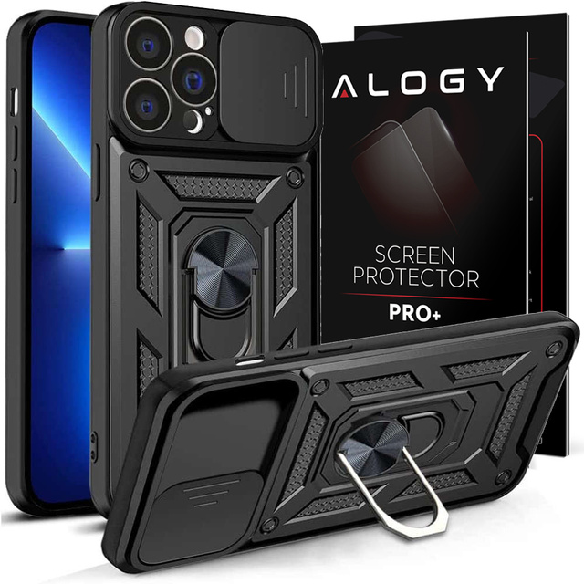 Alogy Camshield Stand Ring Case with Camera Cover for Apple iPhone 13 Pro Glass