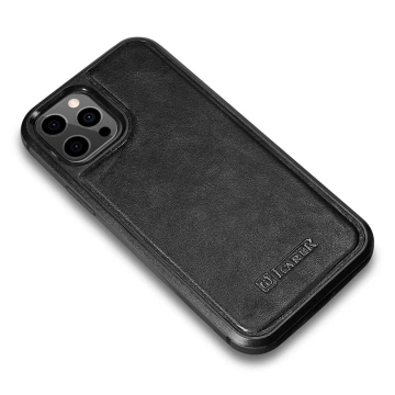 iCarer Leather Oil Wax Genuine Leather Case for iPhone 12 Pro Max black (ALI1206-BK)