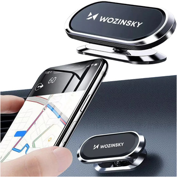 Wozinsky self-adhesive magnetic car holder 360 for dashboard silver (WMH-06)