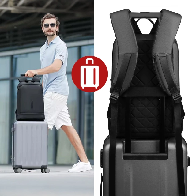 Mark Ryden 15,6"-Laptop-Rucksack, wasserdicht, für Business und Reisen, komfortabel, 180°-Öffnung, mit Kofferhaken, 13 l (43 × 30 × 10 cm) – Schwarz