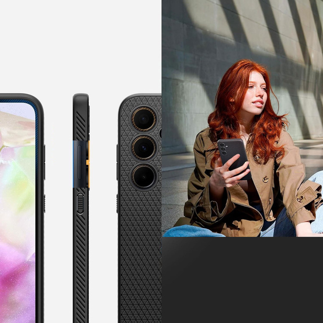 Hülle für Samsung Galaxy A35 5G Spigen Liquid Air Case mattschwarze Rückseite Mattschwarzes Glas