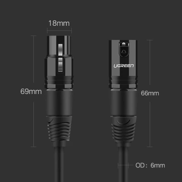 UGREEN extension cable audio cable microphone cable XLR (female) - XLR (male) 2 m (AV130)