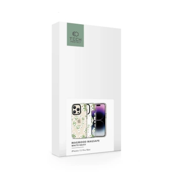 MagMood protective case for MagSafe for iPhone 15 Pro Max white daisy