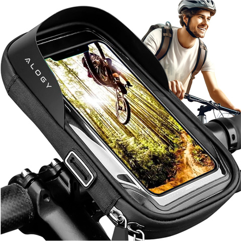 Case Bag Vodotěsná taška na kolo na kolo pro telefon 6,4 palcový držák na řídítka 0,5 l Alogy Black