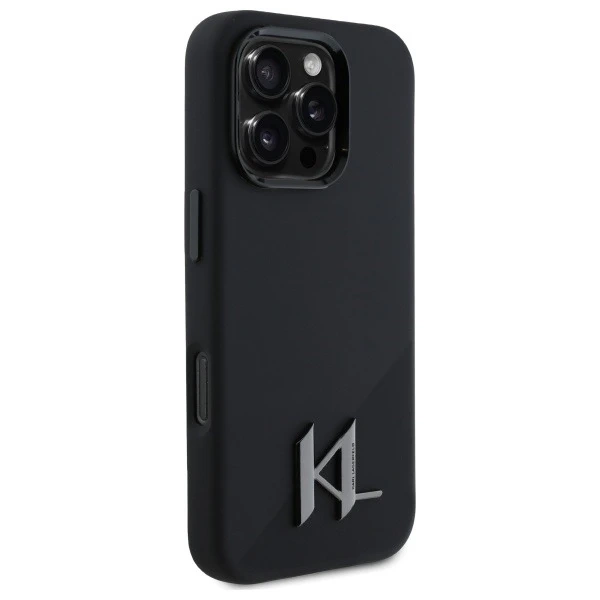 Etui Karl Lagerfeld для iPhone 16 Pro Max 6.9" Czarny MagSafe Hardcase Silicone Shadow Metal Initial