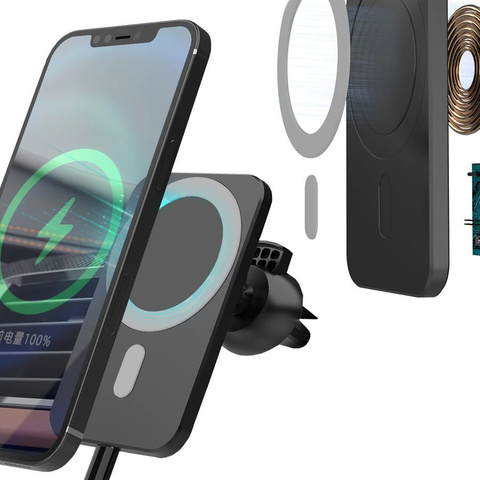 Автомобільний тримач із зарядним пристроєм Qi для MagSafe Alogy на сітці 15 Вт