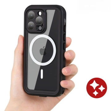 Case for iPhone 15 waterproof Mag Safe Case armored waterproof housing black and gray