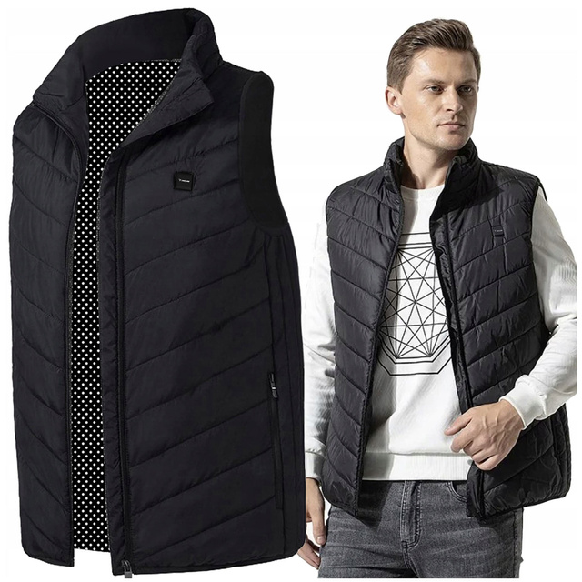 Heated Vest Women Men Sleeveless Jacket USB Quilted Heated Electric Winter Unisex Size M Black