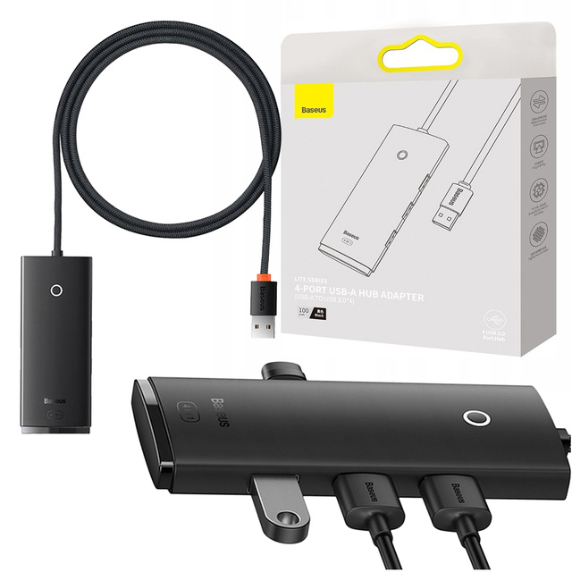 HUB Adapter Baseus Lite Series adapter USB-A splitter to 4x USB-A 100cm