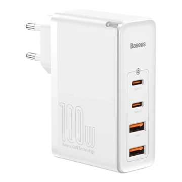 Baseus GaN2 Pro rychlá nabíječka 100W USB / USB Type C Quick Charge 4 Power Delivery bílá (CCGAN2P-L02)
