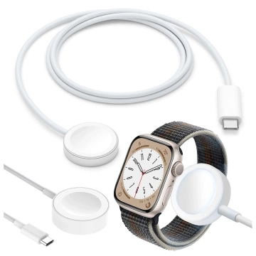 Alogy magnetisches QI induktives Ladekabel für Apple Watch USB-C Typ C 100cm 1M Weiß