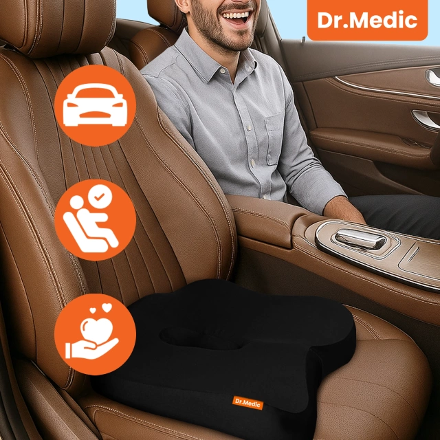 Ергономічна офісна подушка DR.MEDIC SeatRest™ для автокрісла, підтримка куприка, для офісного крісла, автокрісла