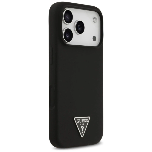 Etui do iPhone 17 Pro Guess Silicone Triangle Logo MagSafe Black