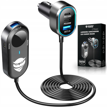Автомобільний розгалужувач 100W сильний 6xUSB для телефону ноутбука планшета з 6 портами C79ACC USB-C Black
