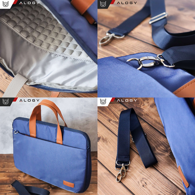 Men's and women's shoulder briefcase bag for laptop tablet 15.6 inch fabric travel cover Alogy Navy Blue