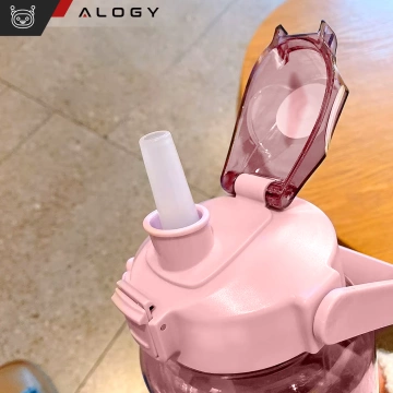 Пляшка велика, поїлка Alogy MotivHydro Мотиваційна мірна чашка 2л 2000мл Рожева