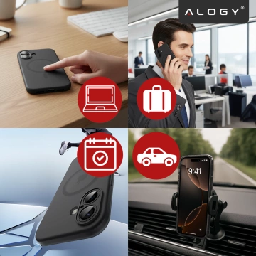 Pouzdro pro Apple iPhone 16 Pro Max Alogy MagSafe Hybrid Matte Case Matte Cover with Lens Protection Black